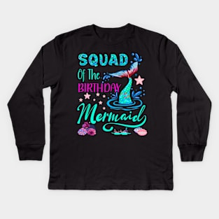 Squad Mermaid Birthday Squad Party Matching Womens Kids Long Sleeve T-Shirt